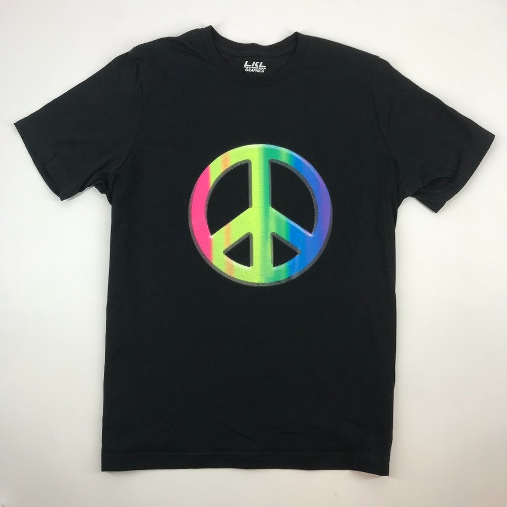 Tie Dye Peace Sign, Short Sleeve T-Shirt, Unisex, Black, Size XL, NEW WITH TAG